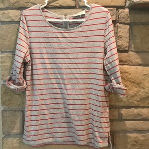 Jones New York Sport 3/4 sleeve striped shirt. L